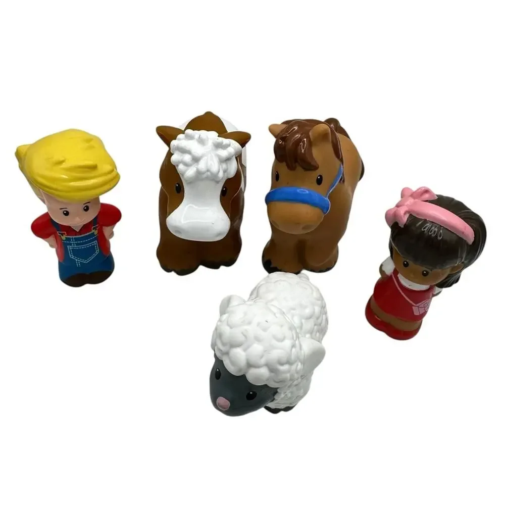Mattel Fisher Price Little People 5 Piece Farmer Girl Horse Cow Sheep Animals